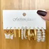 Venta Directa de Fábrica Más Vendido Pendientes de Aro de Perla de Aleación de Perla Estilo Europeo y Americano para Mujer, Juego de Pendientes Geométricos Cuadrados