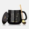 Taza cerámica navideña creativa y elegante de alto valor con tapa y cuchara, taza de café de moda para parejas