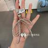 Corea del Sur Dongdaemun Bolso de Perlas con Lazo Llavero Colgante Accesorios para AirPods Colgante de Amor Sentido de Alta Calidad