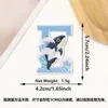 Patche Bordado Letra 26 Baleia Novo Desenho Animado Transfronteiriço Onda Azul e Branca Adesivo Termocolante Patche Decorativo Patche para Roupa