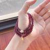 Pulsera de Granate color vino tinto de Piedra Natural para Mujer, Pulsera de Jade Hetian para Mujer, Pulsera de Múltiples Círculos para Regalo de Novia, Nuevo Estilo Chino