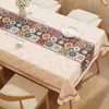 Toalha de Mesa Estilo Étnico Impermeável e à Prova de Óleo Sem Lavagem Novo Estilo 2026 Jogo Americano para Mesa de Jantar Luxo Leve High-End Retangular Toalha de Mesa para Mesa de Centro