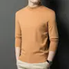 Suéter de Lana Puyuan 2025 Nuevo para Hombre Invierno Cuello Alto Casual Color Sólido Tejido Grueso Suéter Básico