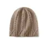 Cachemira Otoño/Invierno 2026 Nuevo Gorro de Punto Grueso Cálido de Color Sólido de Cable de Alta Gama para Mujer, Moda Casual