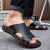 Sandalias y Pantuflas de Punta Abierta para Hombre Talla Grande 48 Transfronterizas para Casa y para Salir Zapatos para Vadear Zapatos de Playa Pantuflas de Piel de Vaca Zapatos de Hombre
