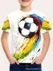 Padrão de Competição Esportiva Impressão 3D Transfronteiriço Novo Estilo Pulôver Casual para Meninos Camiseta de Manga Curta com Gola Redonda Venda Direta da Fábrica