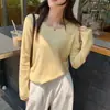 Blusa de Base Branca para Mulheres Novo Estilo Outono Malha Camada Interna Manga Longa Blusa Fina Gola Redonda