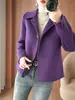 Abrigo de lana de doble cara para mujer, estilo corto para figuras petite, nuevo modelo otoño e invierno 2026, versátil top de color liso, elegante abrigo de lana