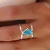 Anillo Sencillo Estilo Bohemio con Turquesa de Imitación para Mujer, Accesorio en Forma de Diamante, Popular en Xiaohongshu, Anillo