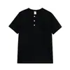 Camisa Henley Casual Retro para Hombre 270g Algodón Peinado Pesado Manga Corta Camiseta Tendencia Americana Básica Prenda para Vestir por Debajo