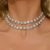 2025 Moda de Lujo Accesible Europea y Americana Gargantilla de Pedrería Collar para Mujer Lleno de Diamantes Cadena Corta de Gargantilla Sexy Versátil Cadena para Clavícula