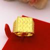 Joia de Anel Masculino Banhada a Ouro Latão Dourado Espesso Joia de Anel com Palavra Fu Fa Cai Fosca Ouro de Areia do Vietnã