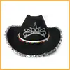 26 Corona de Boda y Fiesta de Despedida de Soltera Transfronteriza Decoración de Pompones Sombrero de Vaquero Occidental Venta Directa de Fábrica Suministro en Stock