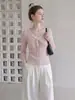 Camiseta de Manga Larga con Retazos de Encaje Rosa Foreve Sweet, de Atar, Cuello en V, para Mujer, Corte Delgado, Top de Principios de Otoño