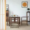 Mesa Cuadrada de Nogal Negro Nórdico Toda de Madera Maciza Nueva Mesa de los Ocho Inmortales Estilo Chino Mesa de Té Zen Simple Moderna para Balcón