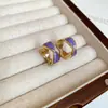 Pendientes Redondos con Goteo de Aceite Vintage, Pendientes Retro Simples y Elegantes, Pendientes de Lujo Ligero de Gama Alta para Mujer, Diseño de Nicho