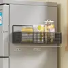 Estante de Almacenamiento Lateral para Refrigerador Estante para Suministros de Cocina Estante Colgante de Pared Lateral Multicapa para Botellas de Especias Película Adhesiva Sin Perforaciones