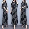 Sudeste Asiático Primavera e Verão Estilo Coreano Tamanho Grande Solto Emagrecimento Ombro Caído Calças Largas Moda Conjunto Duas Peças Atacado Comércio Exterior