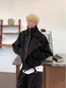 Jaqueta de Lã com Gola Dupla Estilo Coreano Masculina Tendência Nicho Moda Silhueta Solta de Alta Qualidade Jaqueta Lisa Top