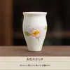 Juego de té de cerámica con peonías pintadas a mano para uso doméstico, incluye una tetera kung fu, un gaiwan y tazas de té, un juego completo de vajilla de té de lujo ligero