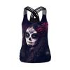 Chaleco deportivo sin mangas transpirable y ajustado con estampado digital de novia fantasma y rosa roja de Halloween para mujer