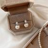 Brincos de pérola com cravação completa em forma de lágrima com diamantes estilo francês brincos elegantes gentis femininos brincos simples de zircônia em gota