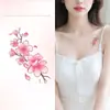 Pegatinas de Tatuaje de Flor de Cerezo Rosa para Mujeres, Impermeables y de Larga Duración, Clavícula y Muñeca, Estilo Chino, Estilo Antiguo, Flores Pequeñas Frescas Coloridas, Hermosas