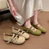 Sapatos Mary Jane com tira cruzada fosca para mulheres, outono de 2026, estilo floresta, simples, sola macia, versátil, sapatilhas retrô para o dia a dia