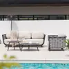 Sofá de Jardín para Exteriores, Tejido de Cuerda Impermeable para Patio, Terraza, Villa, Muebles de Ratán para Aire Libre