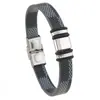 Pulseras de Acero Inoxidable y Cuero Simples y de Moda Japonesas y Coreanas para Hombres y Mujeres, Accesorios Populares de Joyería, Pulseras Ajustables de Acero de Titanio para Parejas