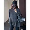Estilo Perezoso Estilo Coreano Moda Rayas Bordado Manga Larga Camisetas Tops Camisa Básica para Mujer Otoño Nuevo Estilo T0920D