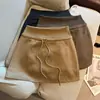 Foto real de falda vintage de gamuza con cordón para mujer, otoño 2026, de cintura alta, corte ajustado, bodycon, corta