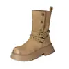 Nuevas botas estilo Martin retro de plataforma con tacón cuadrado y acabado mate 2026 para mujer, estilo británico de otoño, adelgazantes y que realzan la altura, botines versátiles