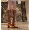 Pero nuevas botas altas de tacón grueso, punta cuadrada, estilo francés 2026, con hebilla y cremallera trasera, para mujer, con felpa interior