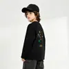 Nueva camiseta informal de manga larga para niños estilo coreano de otoño e invierno, top holgado con estampado temático del espacio para niños mayores, camiseta básica para niños