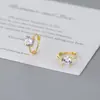 Brincos de Prata Esterlina S925 Nalan Simples Elegantes Estilo Ins Design de Nicho Clássico de Quatro Garras com Diamante Único M06940