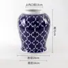 Vaso de porcelana azul e branco cor sob esmalte ornamento de cerâmica pintado à mão estilo chinês novo decoração de prateleira de exibição para sala de estar decoração de casa