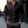 Camisa Masculina de Manga Longa Nova para Primavera e Outono da Amazon Cross-Border, Estampa Paisley Retrô, Design Color-Block, Disponível para Dropshipping