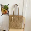 Bolso Nuevo de Paja Tejida Hueca Transfronterizo, Bolso Tejido Versátil de Hombro Único, Bolso de Playa de Gran Capacidad para Vacaciones en la Costa