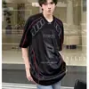 Camiseta Tendência Marca Cool Estilo de Rua para Homens e Mulheres, Manga Curta Americana High Street Secagem Rápida Respirável Funcional Esportiva Patchwork Camiseta de Corrida