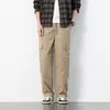 Pantalones de Trabajo Holgados Rectos Oversize para Hombre, Cintura Elástica con Cordón de Verano, Pantalones Largos Funcionales Urbanos Multibolsillos para Hombre