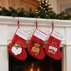Calcetines de Navidad Tamaño Pequeño Tela de Felpa Roja Papá Noel Muñeco de Nieve Bolsa de Regalo de Dulces Decoración de Árbol de Navidad Adorno Colgante