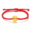 Dinero de los Cinco Emperadores 999 Oro de Pie Cuentas de Transferencia de Oro Pulsera de Oro Puro Dinero de la Suerte Año Cuerda Roja Cadena de Pie DIY para Hombres y Mujeres