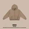 Ropa Masculina RS Transfronteriza Old Money Chaqueta con Cremallera Ancha y Holgada de Manga Corta Sudadera con Capucha Gruesa de Forro Polar de 350 g para Hombre