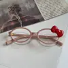 Óculos Retro Kt Cat Europeus e Americanos Transfronteiriços, Estilo Spicy Girl Doce-Cool, Óculos Decorativos Vintage Y2K com Estampa de Leopardo e Laço, Alto Valor Estético