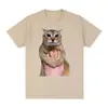 Transfronterizo 180g2025 Camiseta Gato Tor Gato Lindo Tendencia de Meme de Gato Camiseta Milenio Ropa para Hombre y Mujer Algodón Suave