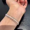 Série Trevo de Quatro Folhas Mini Flor Única Multi-Flores 3 Pontos Moissanite Pulseira Completa em Prata Esterlina S925 Joia Simples Retrô