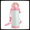 Termo con Pajita de Transferencia de Calor con Revestimiento Chapado en Cobre con Correa Portátil Hervidor de Agua Impreso por Sublimación para Niños y Niñas
