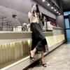 Sandalias de Lujo Ligero de Alta Gama Estilo Celebridad con Pedrería para Mujer Verano 2025 Nuevo Estilo Tacones de Aguja con Faldas Sandalias de Tacón Alto y Chanclas para Mujer