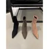 Botines de gamuza de tacón alto y punta fina, zapatos de mujer, nueva colección 2025, adecuados para primavera, otoño e invierno, con forro de felpa, estilo coreano